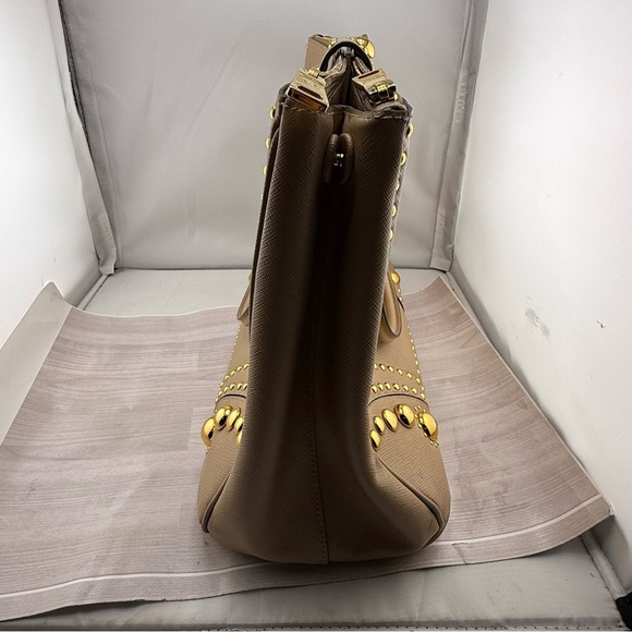 Prada Tan Gold Satchel with Elegant Hardware - Picture 10 of 11
